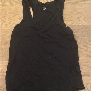 J. Crew Black Ribbed Cotton Tank Top